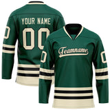 Custom Green Cream Solid Colour Hockey Jersey