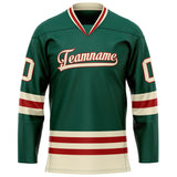 Custom Green Cream Solid Colour Hockey Jersey