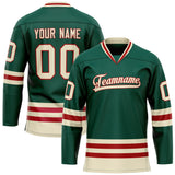 Custom Green Cream Solid Colour Hockey Jersey