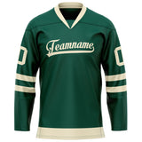 Custom Green Cream Solid Colour Hockey Jersey