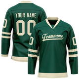 Custom Green Cream Solid Colour Hockey Jersey