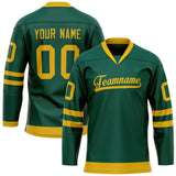 Custom Green Gold Solid Colour Hockey Jersey