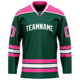 Custom Green Pink Solid Colour Hockey Jersey