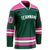 Custom Green Pink Solid Colour Hockey Jersey