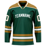 Custom Green Old Gold Solid Colour Hockey Jersey