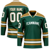 Custom Green Old Gold Solid Colour Hockey Jersey