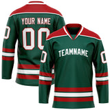 Custom Green Red Solid Colour Hockey Jersey