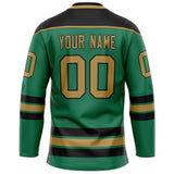 Custom Green Old Gold Solid Colour Hockey Jersey