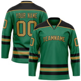 Custom Green Old Gold Solid Colour Hockey Jersey