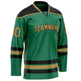 Custom Green Old Gold Solid Colour Hockey Jersey