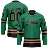 Custom Green Black Solid Colour Hockey Jersey