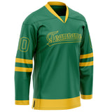 Custom Green Gold Solid Colour Hockey Jersey