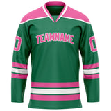 Custom Green Pink Solid Colour Hockey Jersey