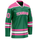 Custom Green Pink Solid Colour Hockey Jersey