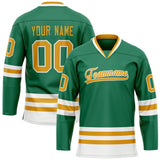 Custom Green Gold Solid Colour Hockey Jersey