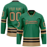 Custom Green Old Gold Solid Colour Hockey Jersey