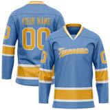 Custom Light Blue Gold Solid Colour Hockey Jersey