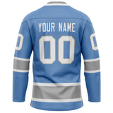 Custom Light Blue Gray Solid Colour Hockey Jersey