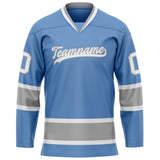 Custom Light Blue Gray Solid Colour Hockey Jersey