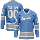 Custom Light Blue Gray Solid Colour Hockey Jersey