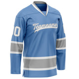 Custom Light Blue Gray Solid Colour Hockey Jersey