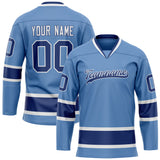 Custom Light Blue Navy Solid Colour Hockey Jersey