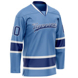 Custom Light Blue Navy Solid Colour Hockey Jersey