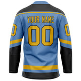 Custom Light Blue Gold Solid Colour Hockey Jersey