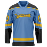 Custom Light Blue Gold Solid Colour Hockey Jersey