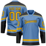 Custom Light Blue Gold Solid Colour Hockey Jersey