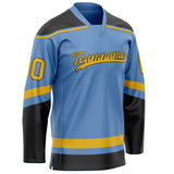 Custom Light Blue Gold Solid Colour Hockey Jersey