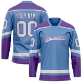 Custom Light Blue Purple Solid Colour Hockey Jersey