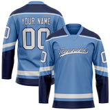 Custom Light Blue Navy Solid Colour Hockey Jersey