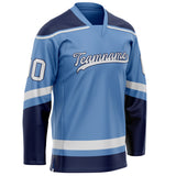 Custom Light Blue Navy Solid Colour Hockey Jersey