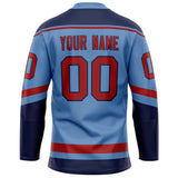 Custom Light Blue Crimson Solid Colour Hockey Jersey