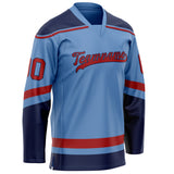 Custom Light Blue Crimson Solid Colour Hockey Jersey