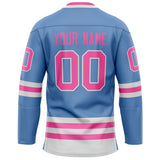 Custom Light Blue Pink Solid Colour Hockey Jersey