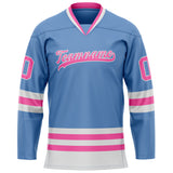 Custom Light Blue Pink Solid Colour Hockey Jersey