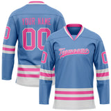 Custom Light Blue Pink Solid Colour Hockey Jersey