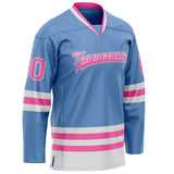 Custom Light Blue Pink Solid Colour Hockey Jersey