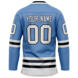 Custom Light Blue Black Solid Colour Hockey Jersey