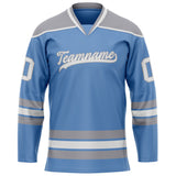 Custom Light Blue Gray Solid Colour Hockey Jersey