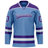 Custom Light Blue Purple Solid Colour Hockey Jersey