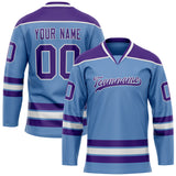 Custom Light Blue Purple Solid Colour Hockey Jersey