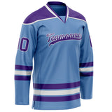 Custom Light Blue Purple Solid Colour Hockey Jersey