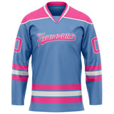 Custom Light Blue Pink Solid Colour Hockey Jersey