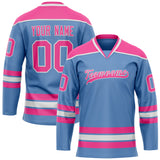 Custom Light Blue Pink Solid Colour Hockey Jersey