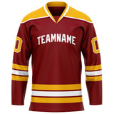 Custom Maroon Gold Solid Colour Hockey Jersey