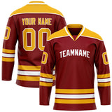 Custom Maroon Gold Solid Colour Hockey Jersey