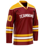 Custom Maroon Gold Solid Colour Hockey Jersey